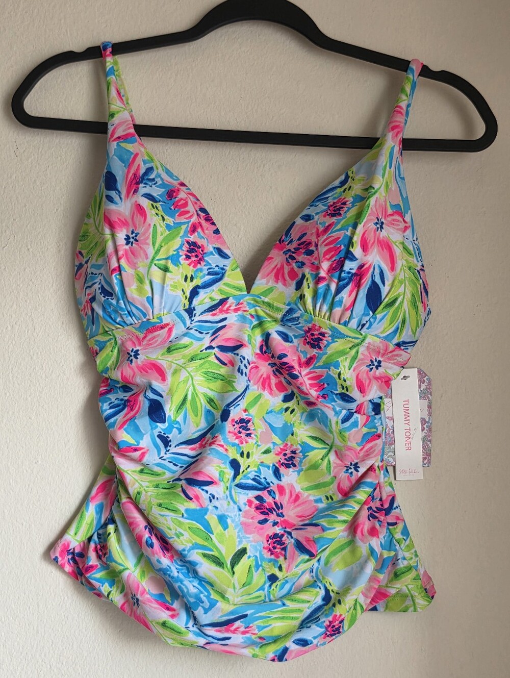 Stella Parker Floral Swim Tankini Top Size Small Multi Waterlily Pink Blue Green - Picture 9 of 9